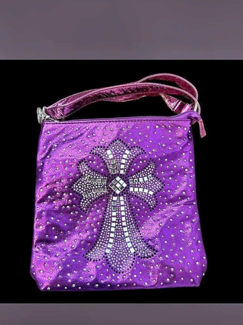 Purple Embellished Shoulder Bag